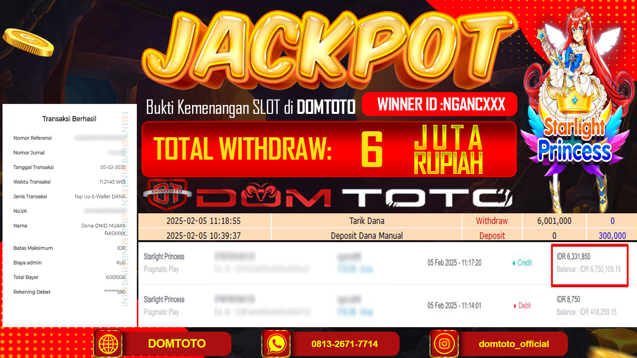 JACKPOT SLOT STARLIGHT PRINCESS 5 FEBRUARI 2025